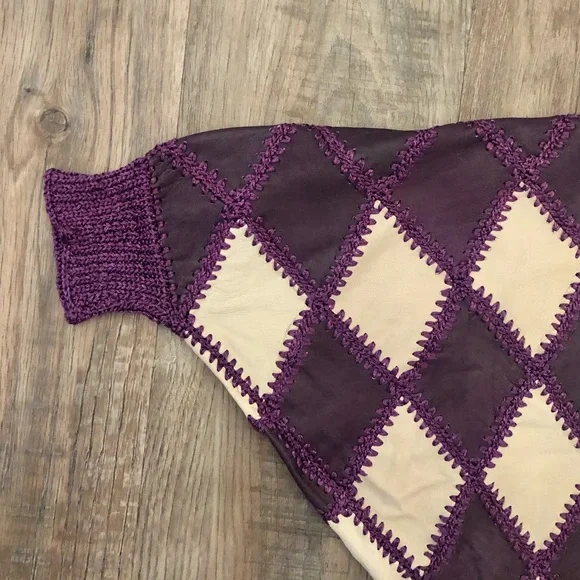 Vintage Patchwork Leather Batwing Top - Picture 6 of 11